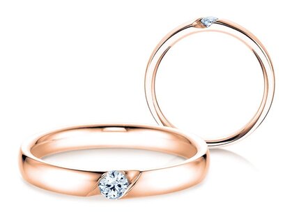Spannring Italic in 9K Roségold mit Diamant 0,03ct G/SI