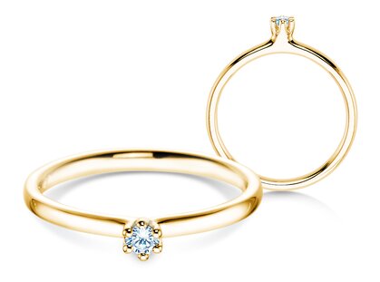 Solitärring Classic 6 in 9K Gelbgold mit Diamant 0,05ct G/SI