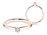Solitärring Classic 6 in 14K Roségold mit Diamant 0,05ct G/SI