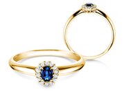 Farbsteinring Jolie in 9K Gelbgold mit Saphir 0,25ct und Diamanten 0,06ct