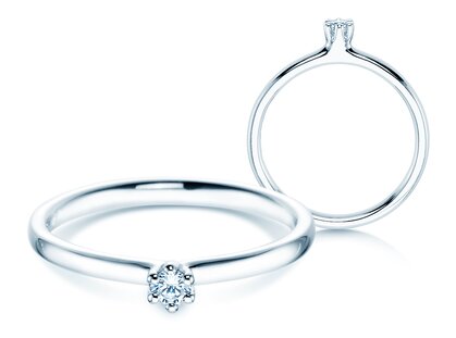 Solitärring Classic 6 in Silber 925/- mit Diamant 0,05ct G/SI