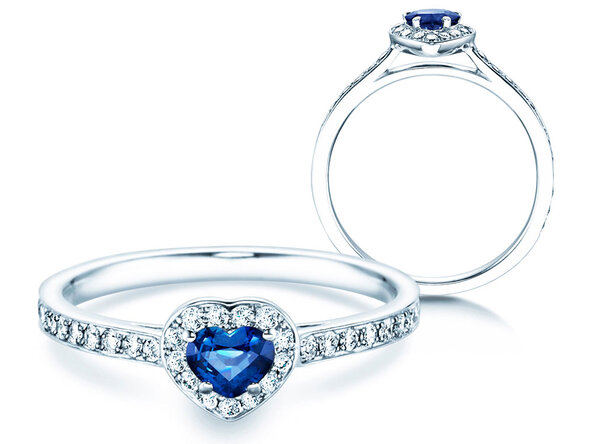 Farbsteinring Heart Saphir