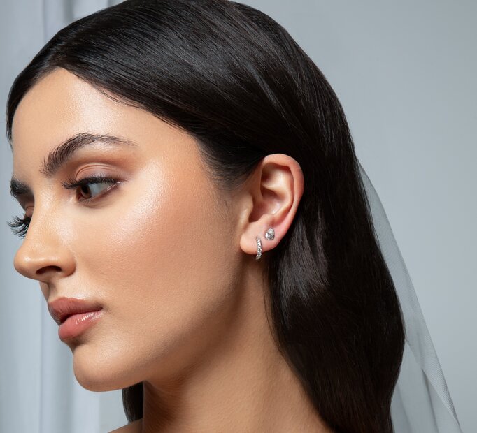 Creolen Dawn und Ohrstecker Diamond Drop
