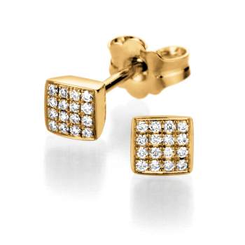 Gold-Ohrstecker Sparkling Square in 18K Gelbgold 