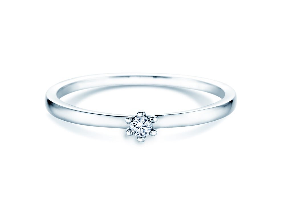 Solitärring Classic Petite in 14K Weißgold mit Diamant 0,05ct G/SI