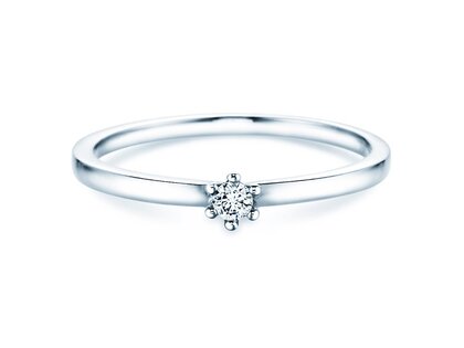 Solitärring Classic Petite in 14K Weißgold mit Diamant 0,07ct G/SI