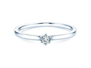 Solitärring Classic Petite in 14K Weißgold mit Diamant 0,07ct G/SI