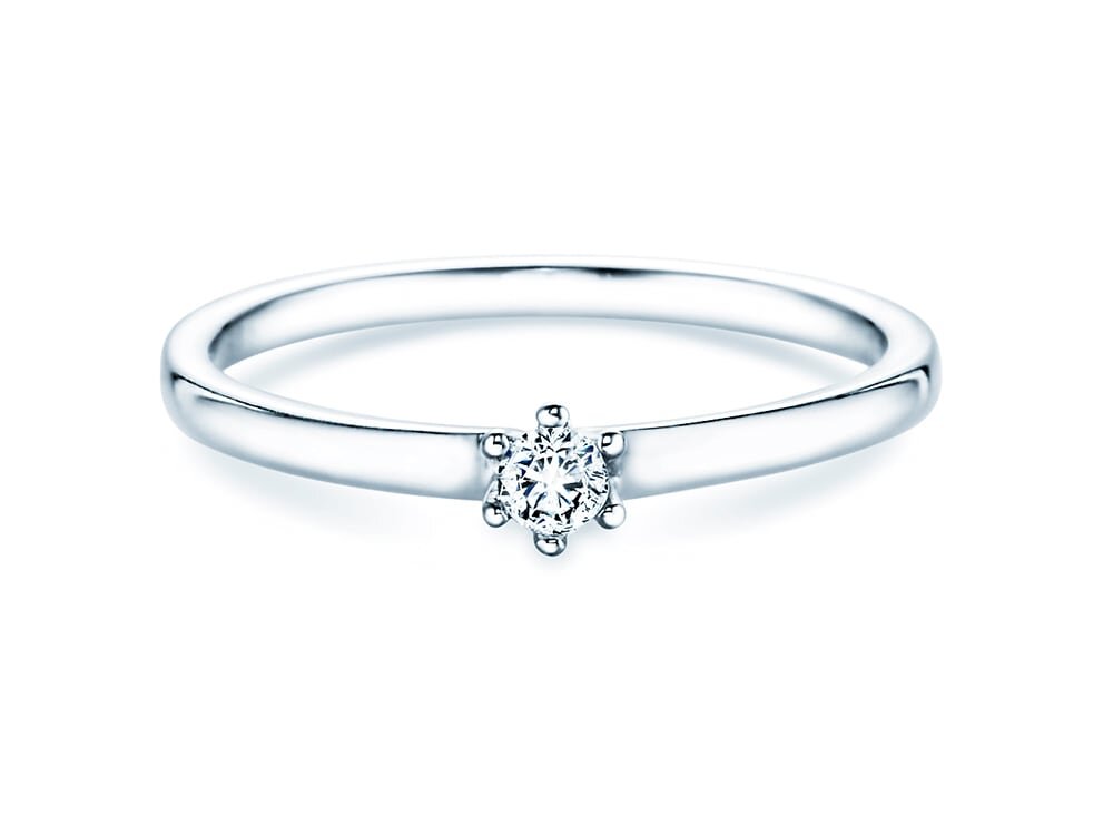 Solitärring Classic Petite in 14K Weißgold mit Diamant 0,09ct G/SI