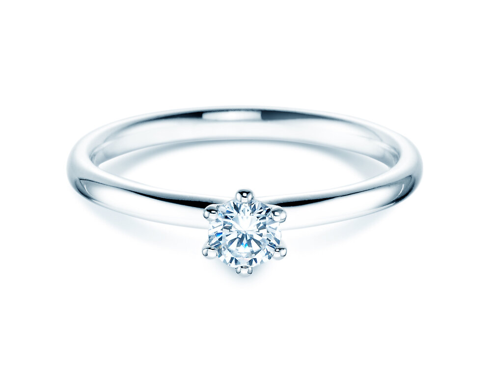 Solitärring Classic 6 in Platin 950/- mit Diamant 0,25ct G/SI