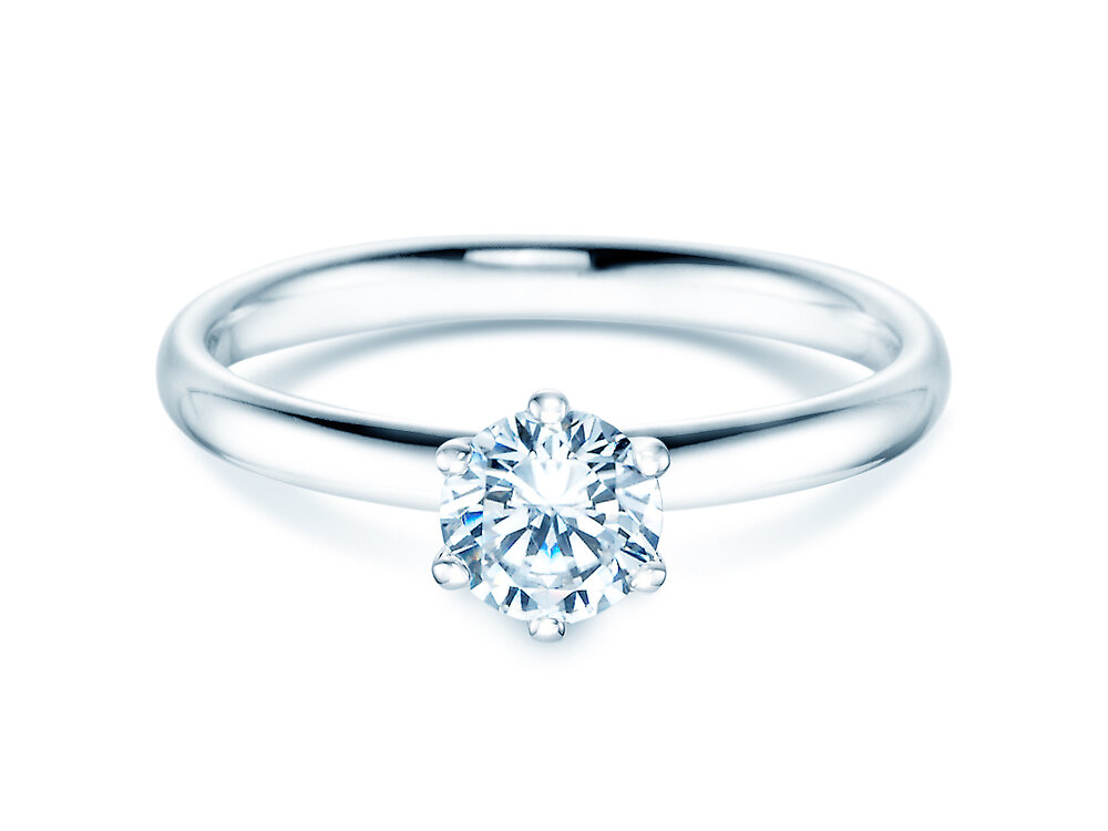 Solitärring Classic 6 in 18K Weißgold mit Diamant 0,60ct G/SI