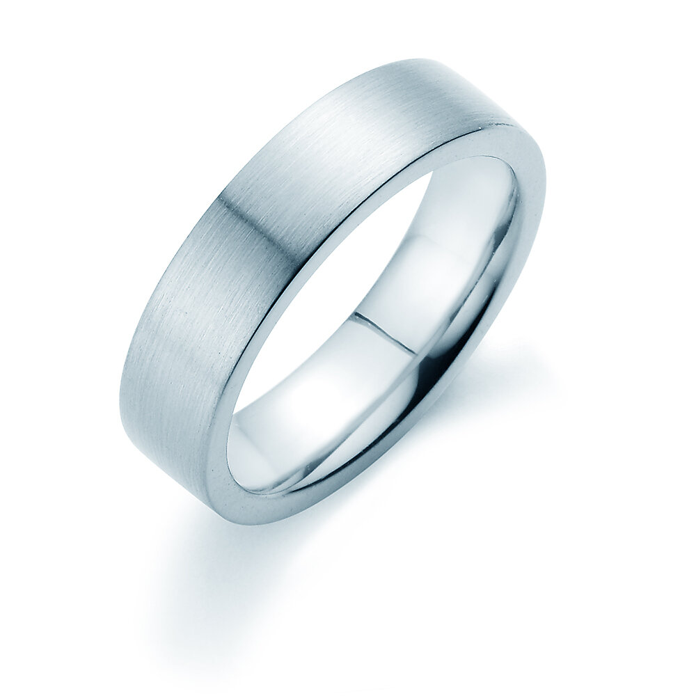 Ring Modern 6mm in 9K Weißgold matt