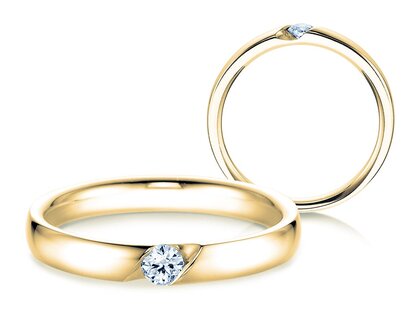 Spannring Italic in 9K Gelbgold mit Diamant 0,03ct G/SI