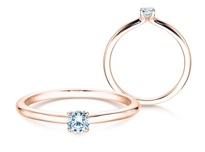 Ring Classic 4 in 9K Roségold mit Labordiamant 0,15ct E/VS