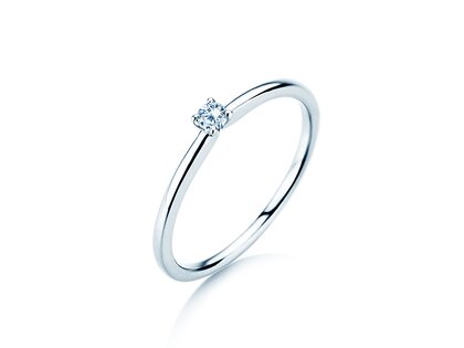 Solitärring Classic 4 in Silber 925/- mit Diamant 0,05ct G/SI