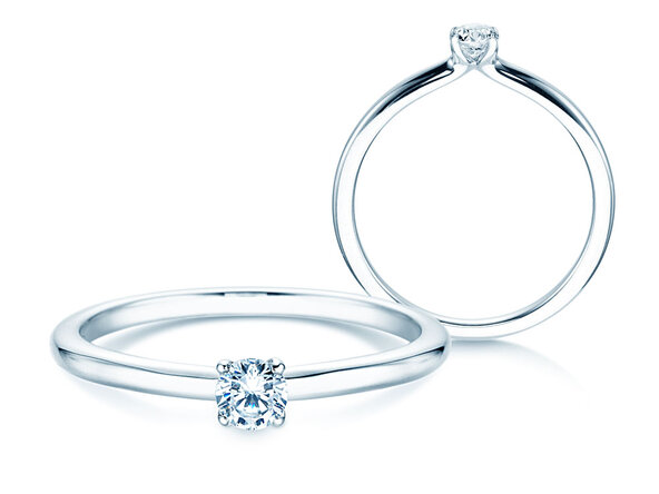 Solitärring Classic 4 in Silber 925/- mit Labordiamant 0,15ct E/VS