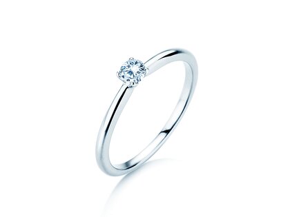 Solitärring Classic 4 in Silber 925/- mit Labordiamant 0,15ct E/VS