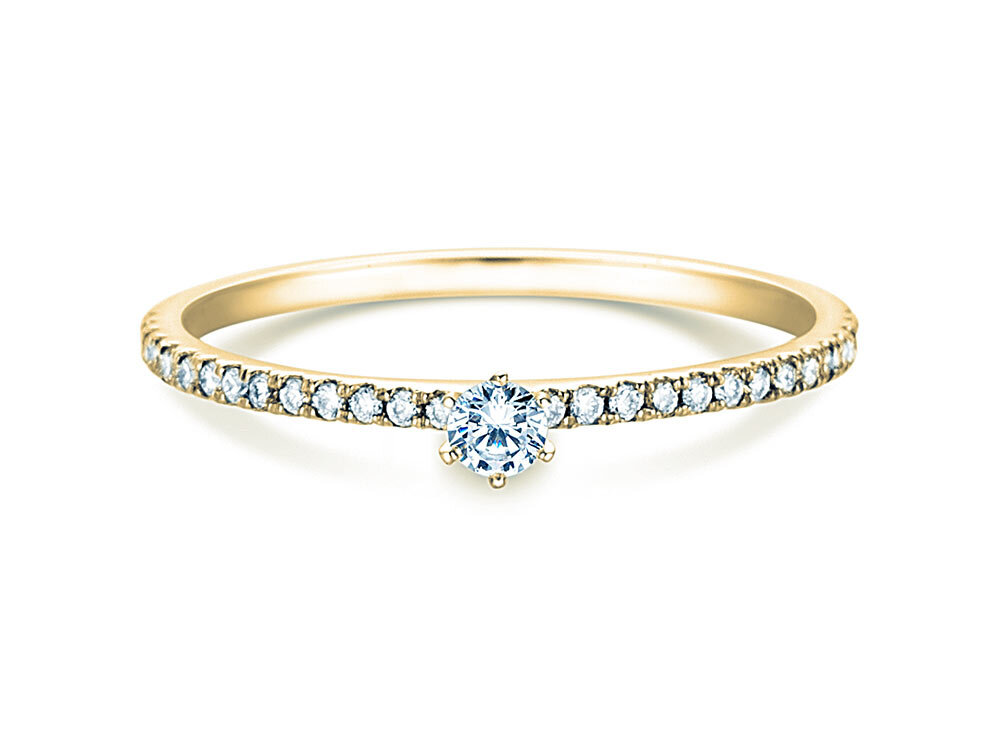 Diamantring Classic Pavé in 9K Gelbgold mit Diamanten 0,30ct G/SI