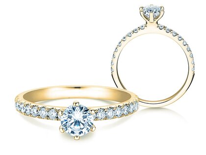 Diamantring Classic Pavé in Gelbgold