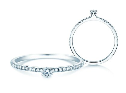 Diamantring Classic Pavé in 14K Weißgold mit Diamanten 0,20ct G/SI