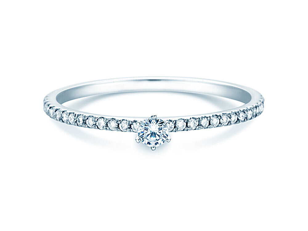 Diamantring Classic Pavé in Platin 950/- mit Diamanten 0,30ct G/SI