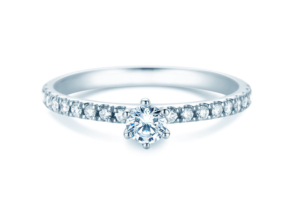 Diamantring Classic Pavé in Platin 950/- mit Diamanten 0,40ct G/SI
