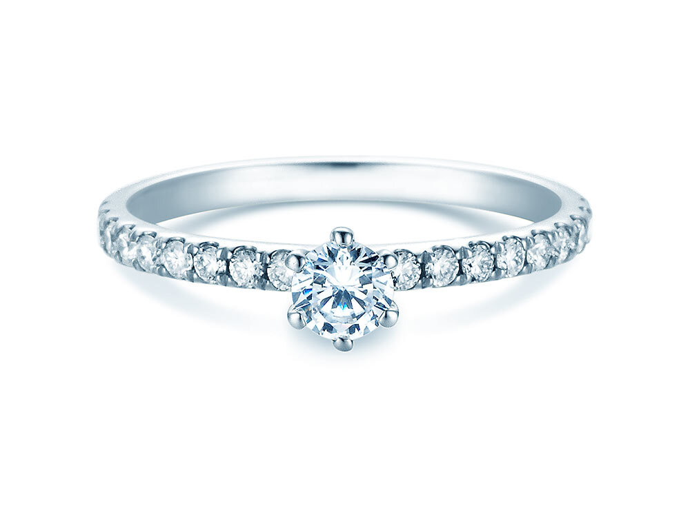 Ring Classic Pavé in Platin 950/- mit Labordiamanten 0,50ct E/VS