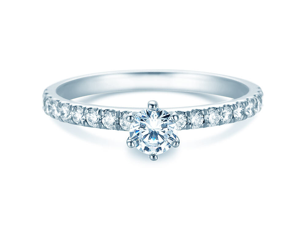 Diamantring Classic Pavé in Platin 950/- mit Diamanten 0,70ct G/SI