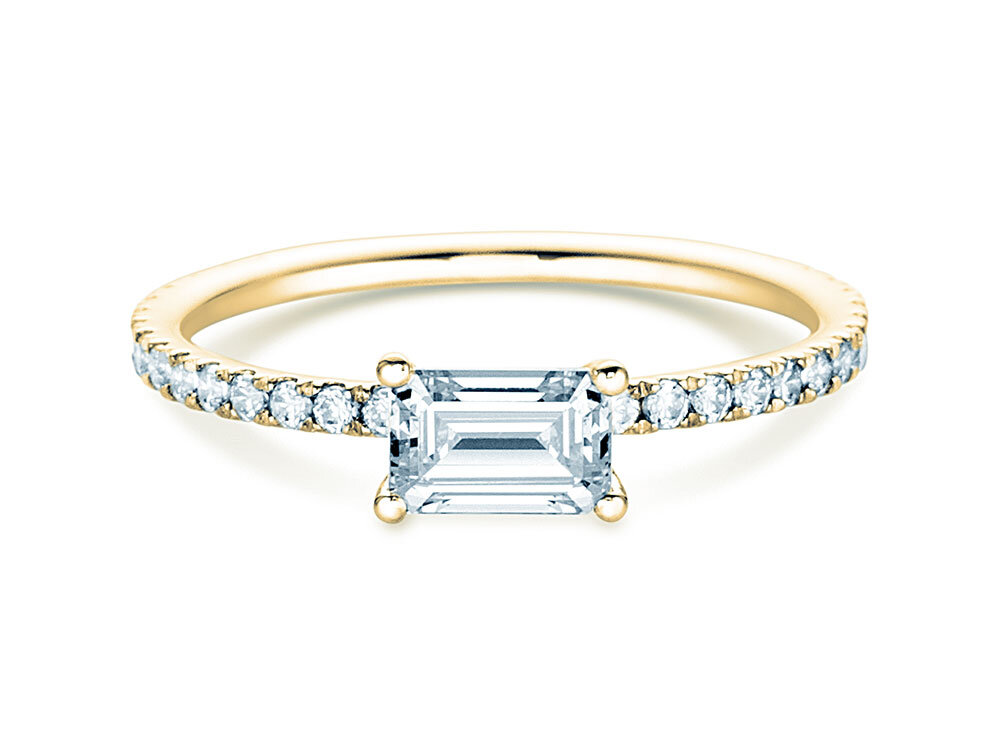 Diamantring Emerald-Cut in 9K Gelbgold mit Diamanten 0,70ct G/VS