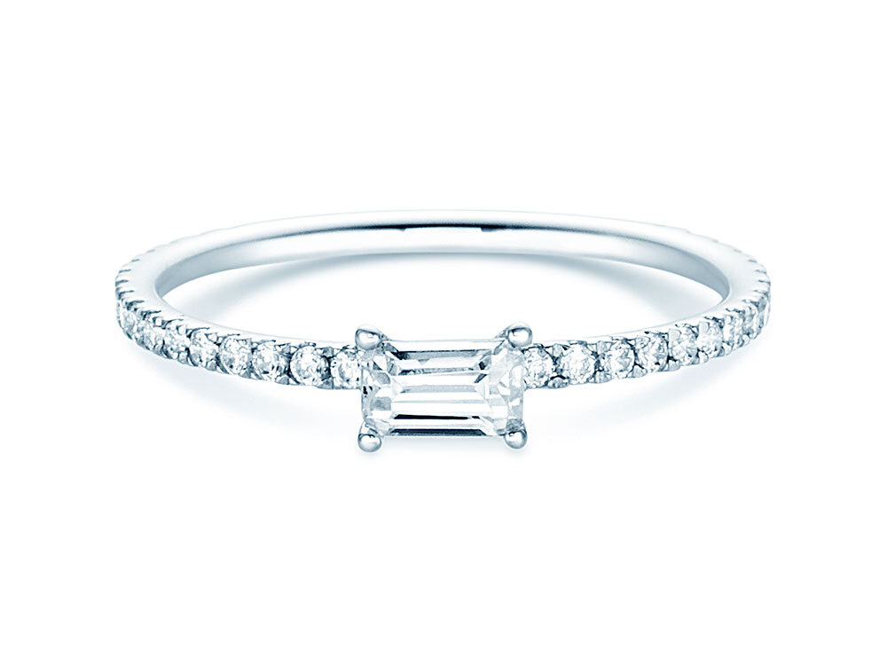 Diamantring Emerald-Cut in 14K Weißgold mit Diamanten 0,46ct G/VS