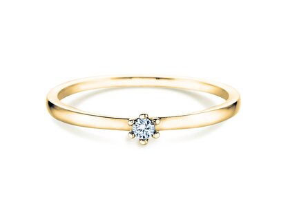 Solitärring Classic Petite in 14K Gelbgold mit Diamant 0,05ct G/SI