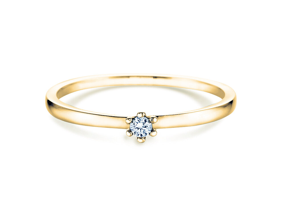 Solitärring Classic Petite in 14K Gelbgold mit Diamant 0,05ct G/SI