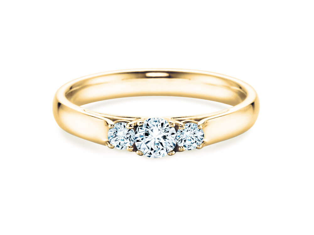 Ring 3 Stones in 18K Gelbgold mit Labordiamanten 1,00ct E/VS