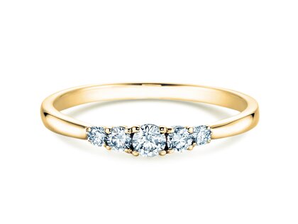 Diamantring 5 Diamonds in Gelbgold