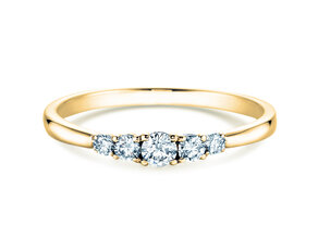 Diamantring 5 Diamonds in Gelbgold