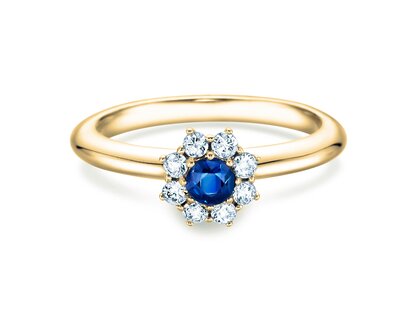 Farbsteinring Lovely in 9K Gelbgold mit Saphir 0,10ct und Diamanten 0,15ct