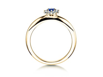 Farbsteinring Lovely in 9K Gelbgold mit Saphir 0,10ct und Diamanten 0,15ct