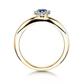 Farbsteinring Lovely in 9K Gelbgold mit Saphir 0,10ct und Diamanten 0,15ct