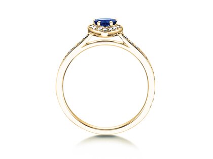 Farbsteinring Heart Saphir in 9K Gelbgold mit Saphir 0,25ct und Diamanten 0,34ct