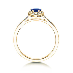 Farbsteinring Heart Saphir in 9K Gelbgold mit Saphir 0,25ct und Diamanten 0,34ct