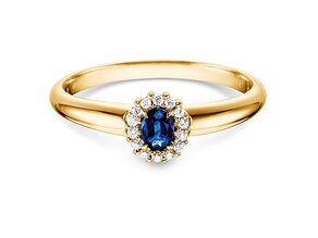 Farbsteinring Jolie in 9K Gelbgold mit Saphir 0,25ct und Diamanten 0,06ct