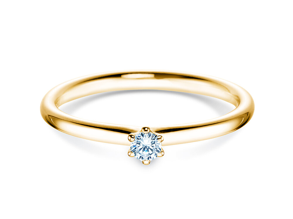Solitärring Classic 6 in 14K Gelbgold mit Diamant 0,07ct G/SI