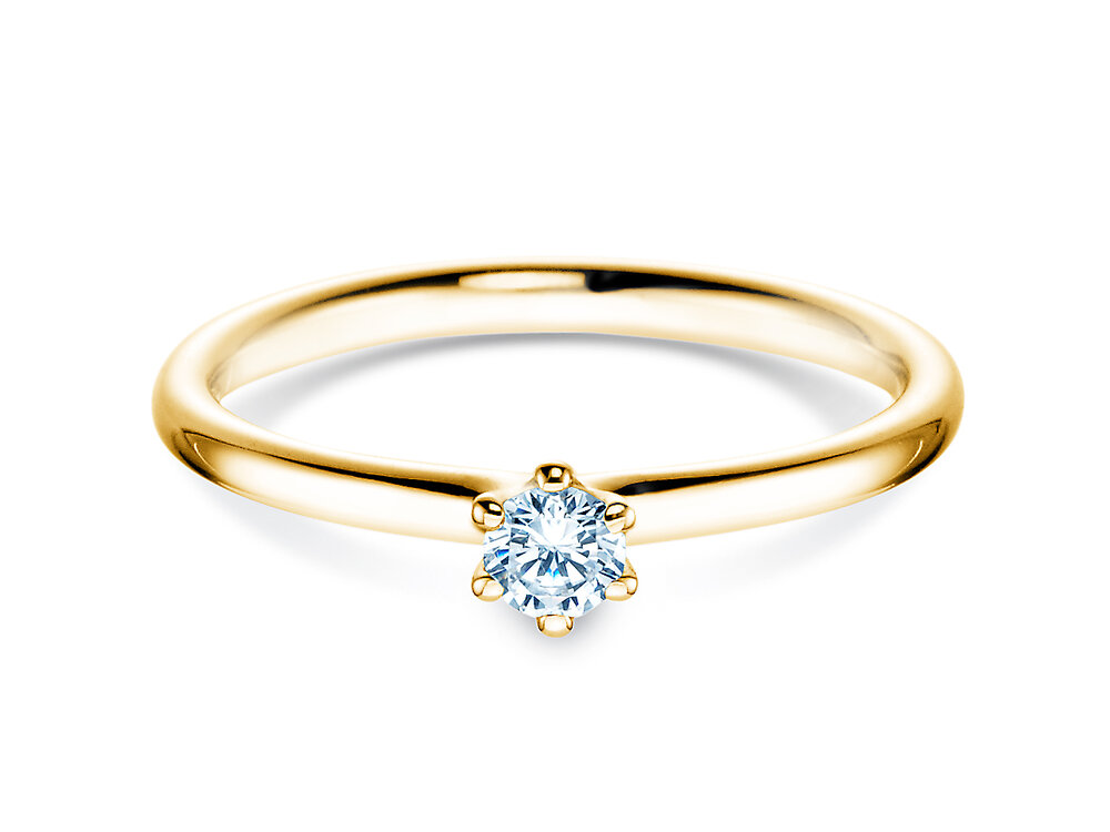 Solitärring Classic 6 in 18K Gelbgold mit Diamant 0,15ct G/SI