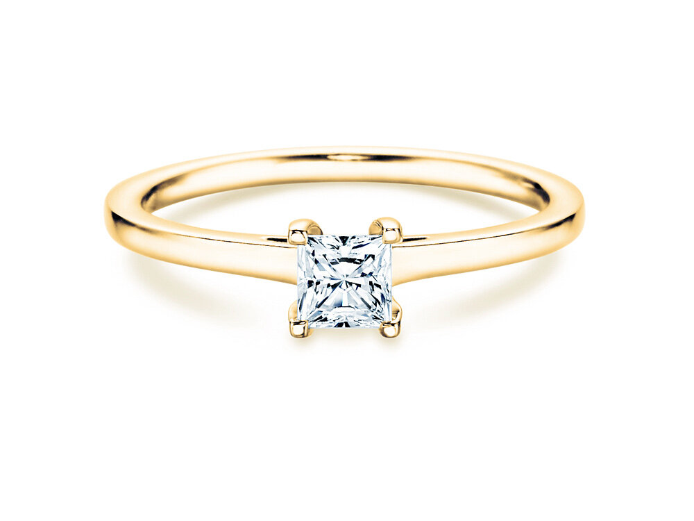 Ring Princess in 18K Gelbgold mit Labordiamant 0,25ct E/VS