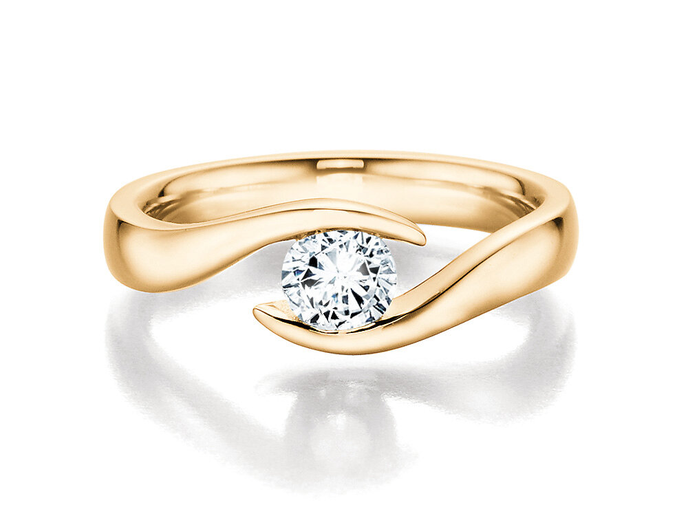 Spannring Twist in 18K Gelbgold mit Labordiamant 1,00ct E/VS