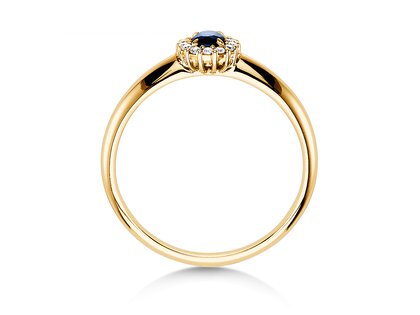 Farbsteinring Jolie in 9K Gelbgold mit Saphir 0,25ct und Diamanten 0,06ct