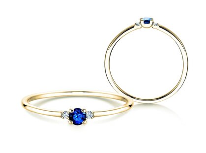 Farbsteinring Vivid Petite in 18K Gelbgold mit Saphir 0,08ct und Diamanten 0,02ct