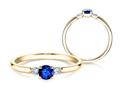Farbsteinring Vivid Petite in Gelbgold