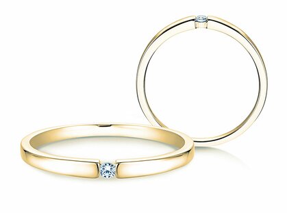 Spannring Infinity Petite in 14K Gelbgold mit Diamant 0,03ct G/SI