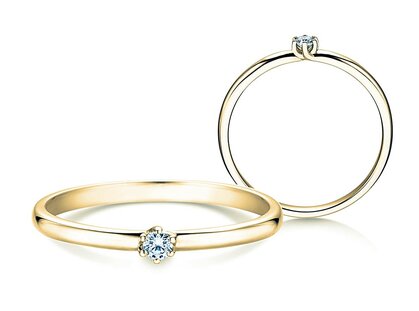 Solitärring Melody in 14K Gelbgold mit Diamant 0,05ct G/SI