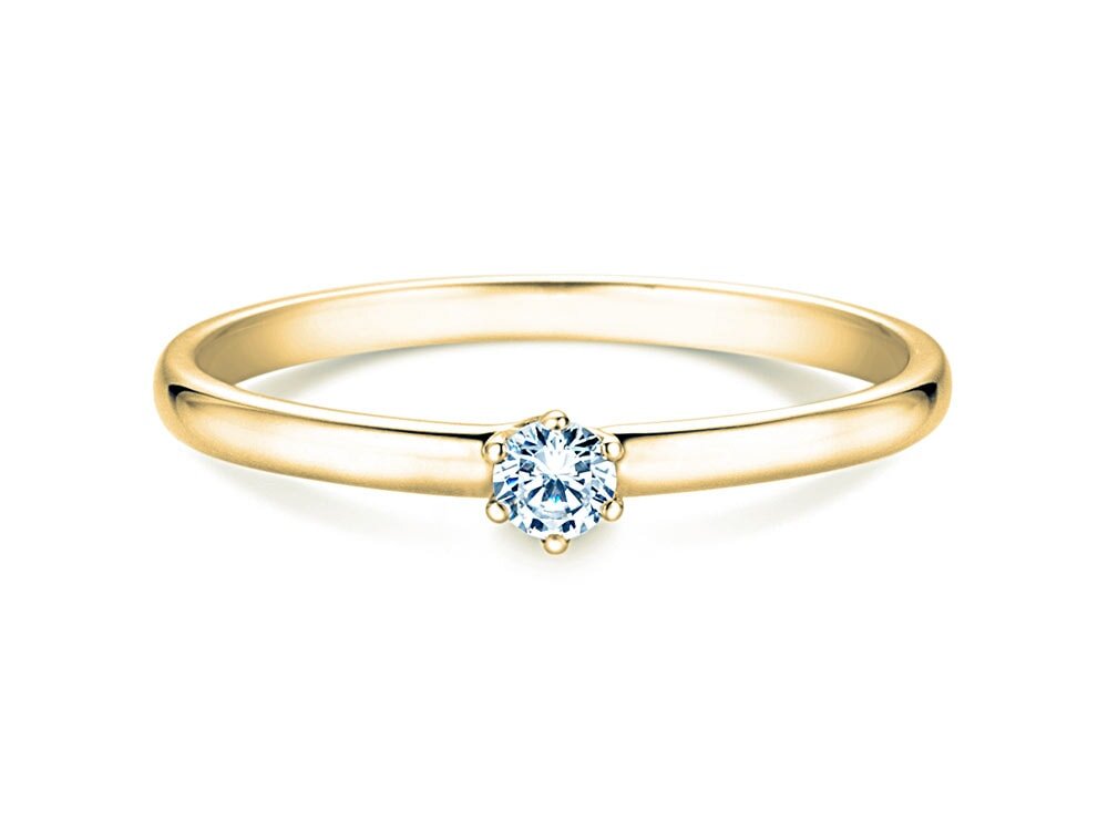 Solitärring Melody in 18K Gelbgold mit Diamant 0,10ct G/SI